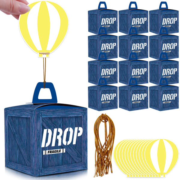 12PCS/SET, Game Military Supply Loot Drop Party Gift Boxes with Paper Balloon Card&Elastic String - Party Street