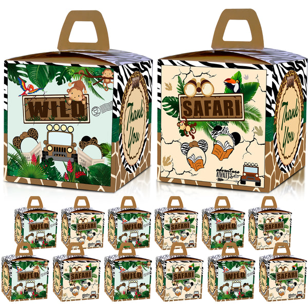 Jungle Mouse Safari Animal Party Decorations Supplies - 12PCS Adventure Safari Mouse Goodie Boxes - Party Street