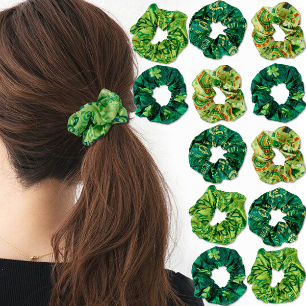 12PCS/set, Green St. Patrick'sHair Scrunchies Party Favor Gift-Party Town